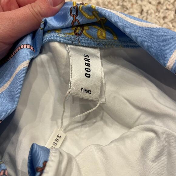 NWT Suboo Sailor Chain Print Super High Cut Bikini Bottom Sz XS Summer Beach - Picture 2 of 6